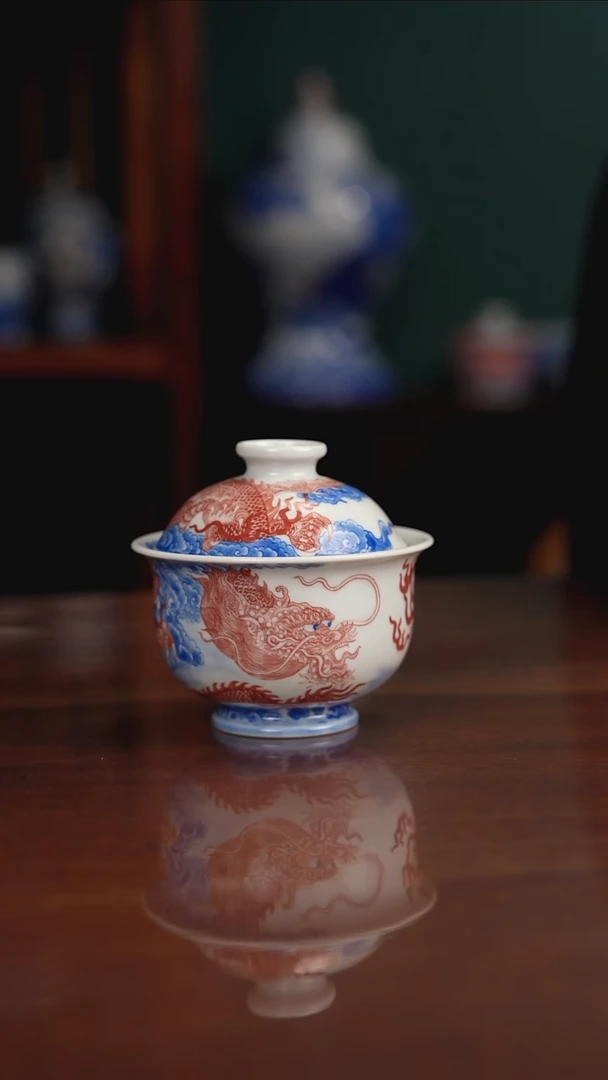 自成柴窑青花釉里红