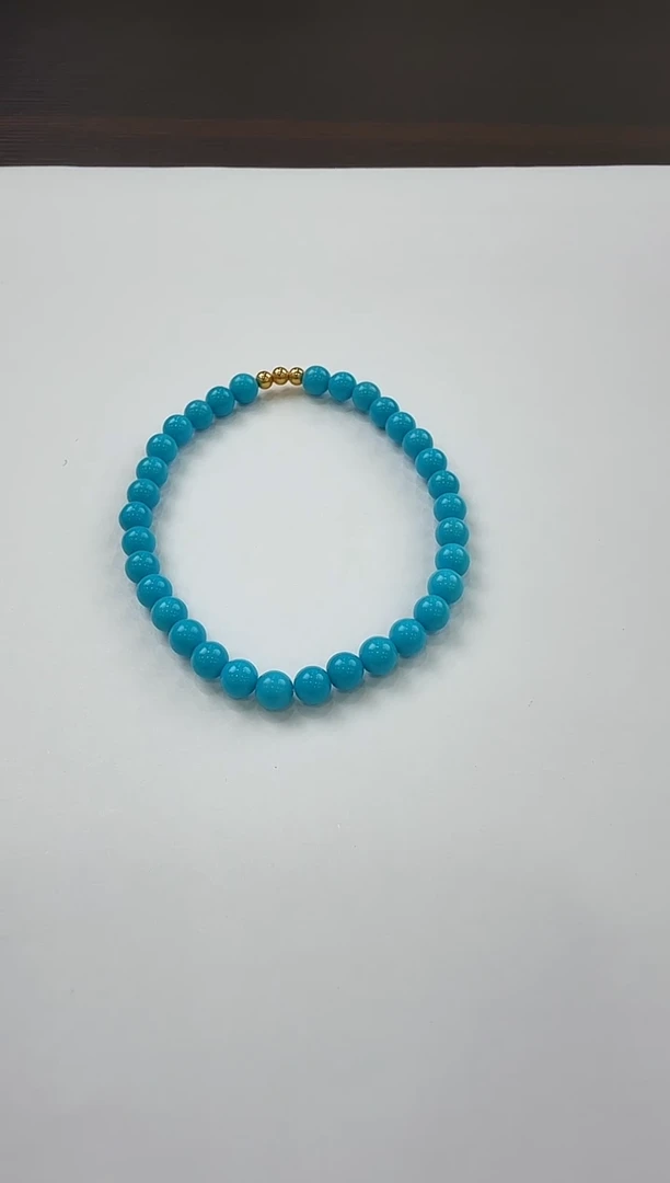 18K金镶嵌绿松石手串4.5/5mm