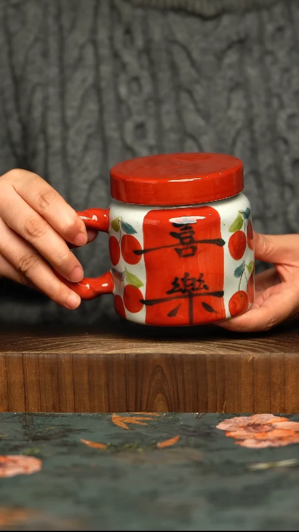 杯釉下彩手工手绘同款陶器