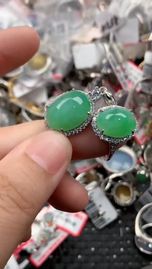 银S925镶嵌戒指翡翠111     4