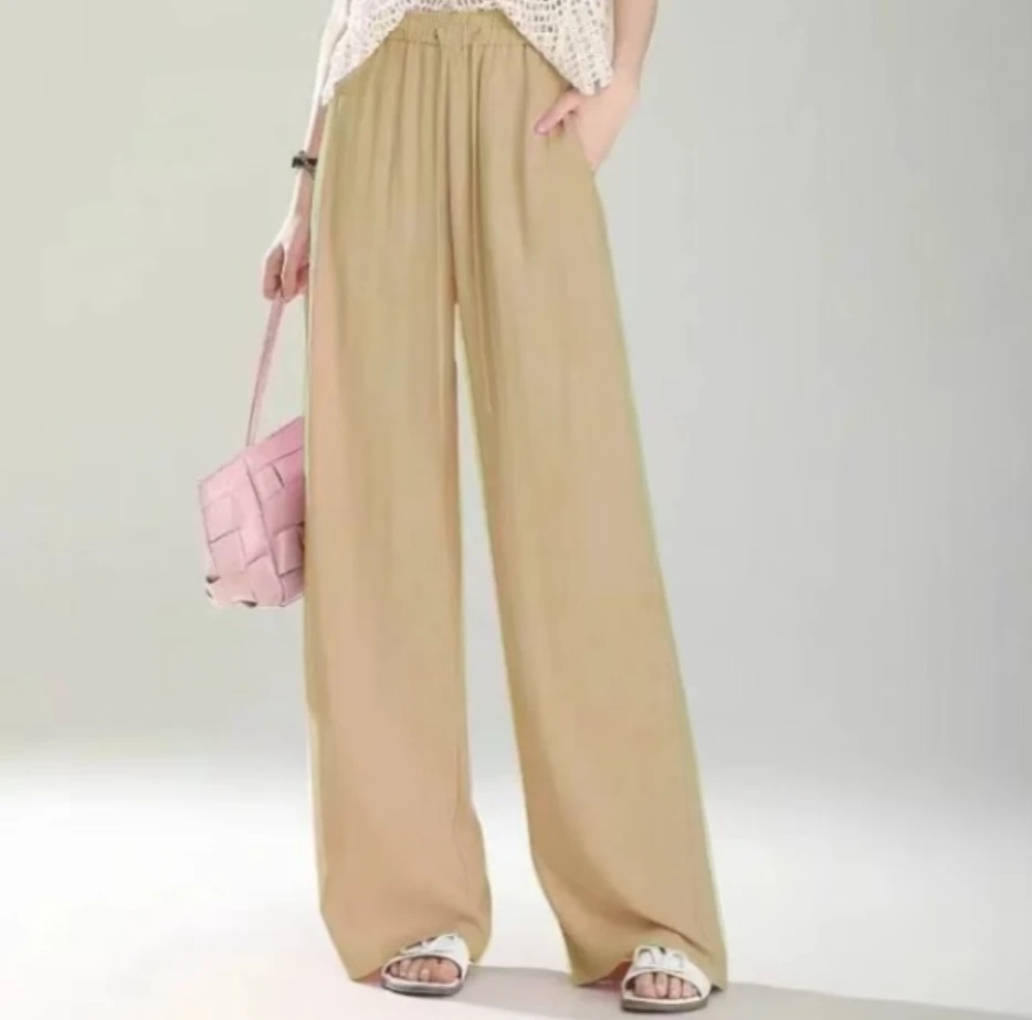 2501氧气裤~夏款天丝亚麻混纺轻薄透气显瘦高腰休闲阔腿直筒