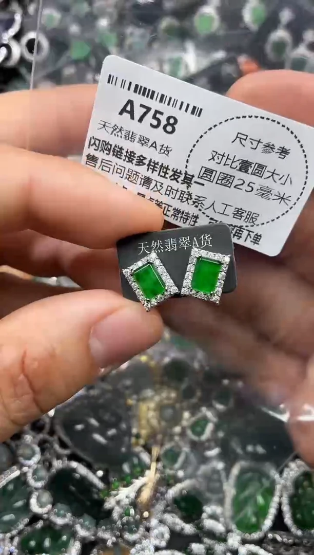 颈饰未镶嵌翡翠A758耳钉