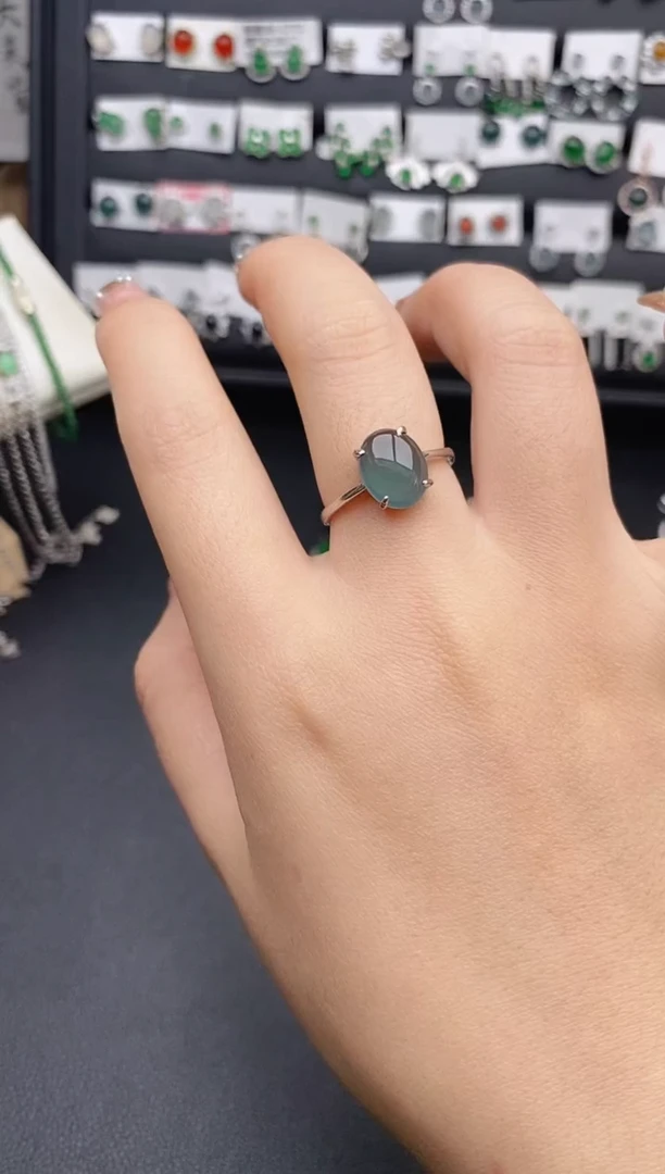 银S925镶嵌戒指翡翠0