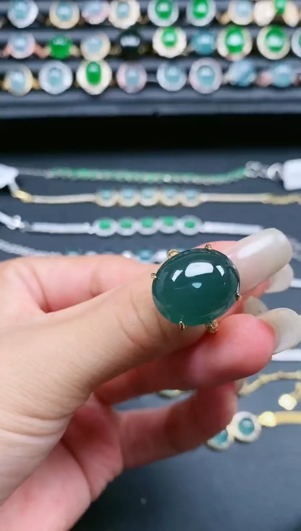 翡翠戒指银S925镶嵌111111