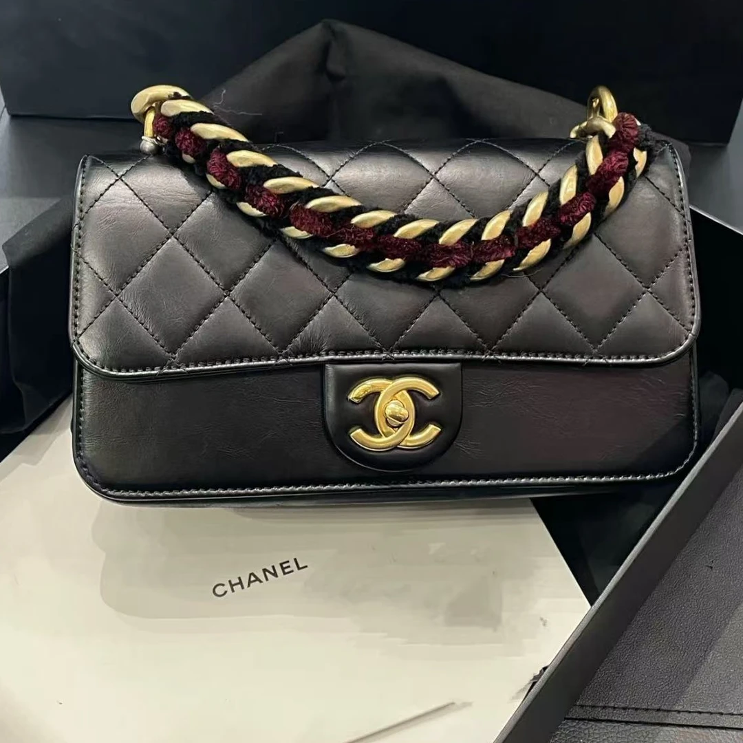 99新 Chanel/香奈儿 1615|香奈儿黑金牛大都会手提单肩中号|香奈
