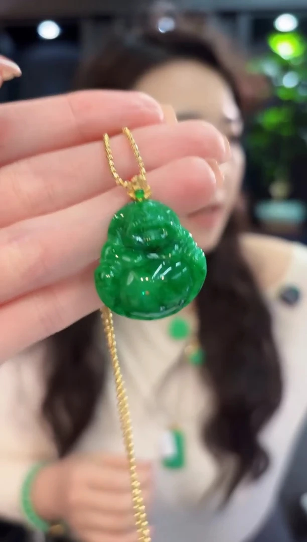 吊坠(不含链)18K金镶嵌翡翠 缅甸A货/支持复检/一件