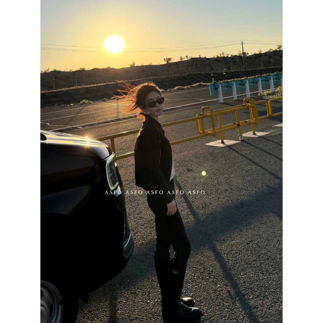 【AS骑马装】25新高定进口羊皮革真皮拼接修身外套AS25QZPPY00171