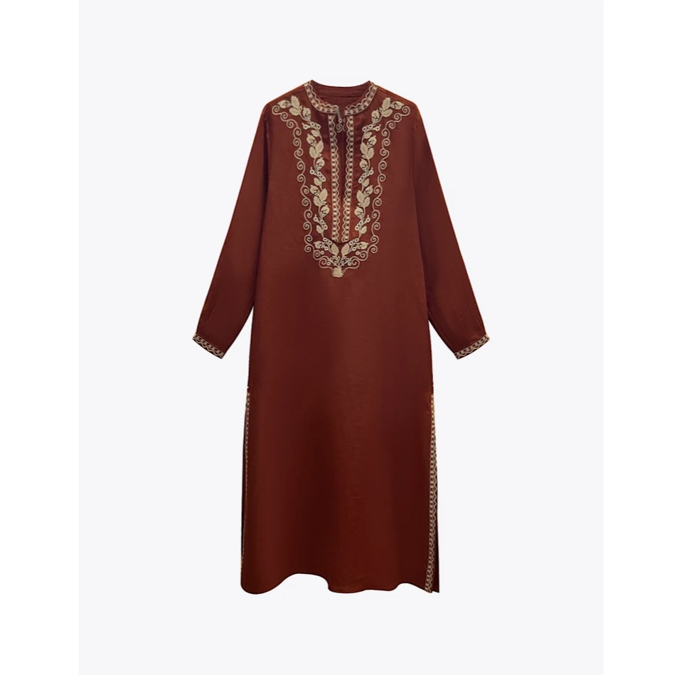 ROYAL MARY高奢时尚潮流气质舒适优雅百搭亚麻连衣裙WJ2133