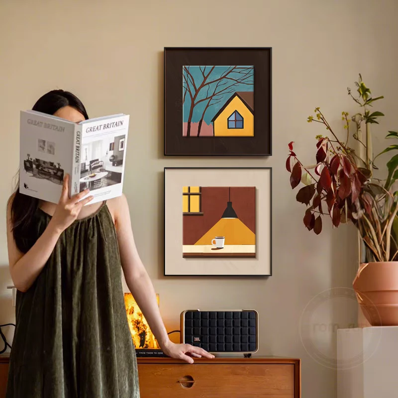 232风法式复古餐厅卧室装饰画美拉德风格背景墙挂画客厅高级感