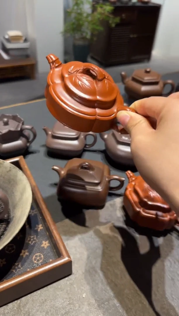 【闪购商品】紫砂茶壶海棠腰圆双线竹鼓