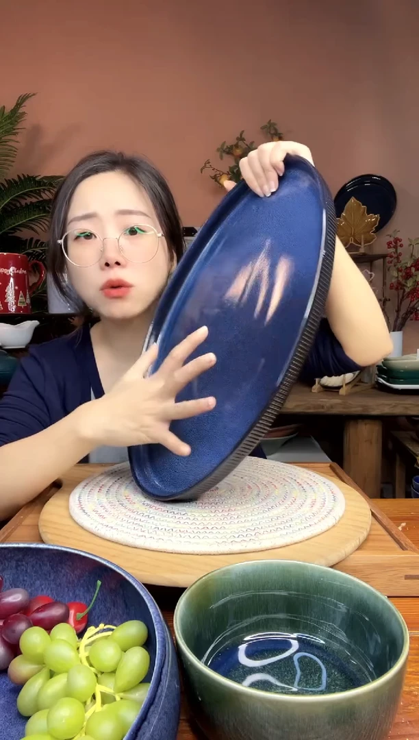 陶瓷16.3英寸椭圆形超大号鱼盘子 微瑕疵