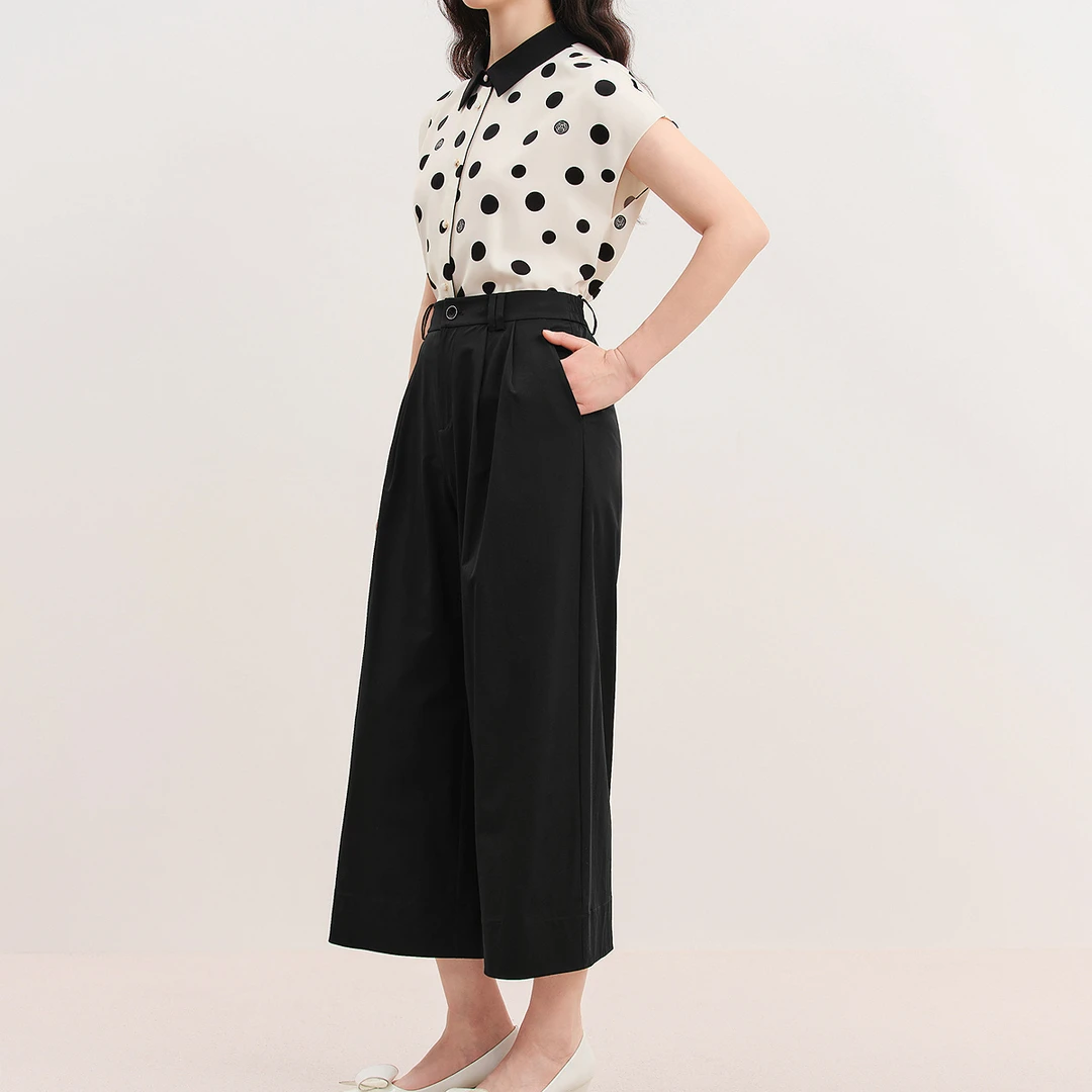 【羊羊专属】珂莱蒂尔2025年夏季新款简约八分裤女垂感阔腿裤子