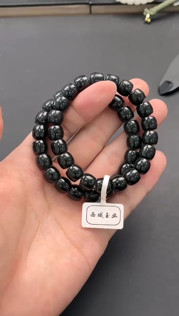未镶嵌手串和田玉和田黑青直切手串卡10微色差 多样性拍一发一