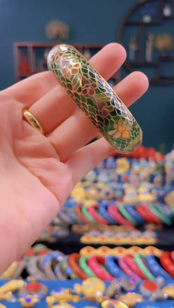 非遗景泰蓝手镯 脱胎 绿 53-59