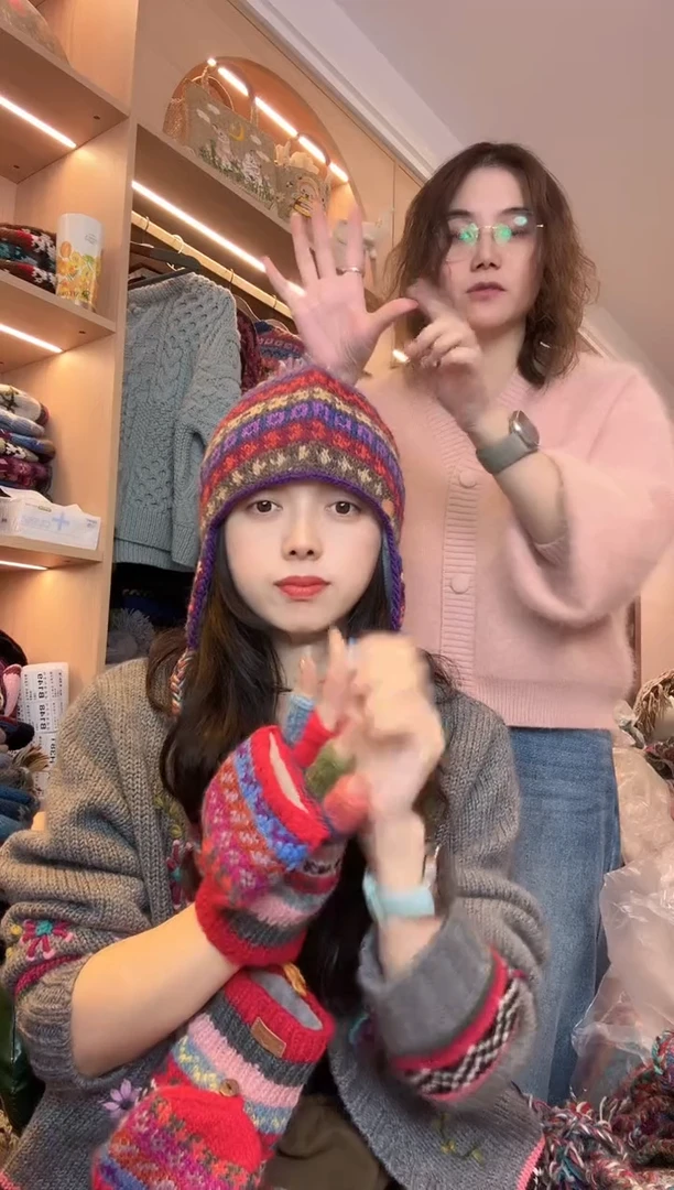 羊毛小*婆五指手套833