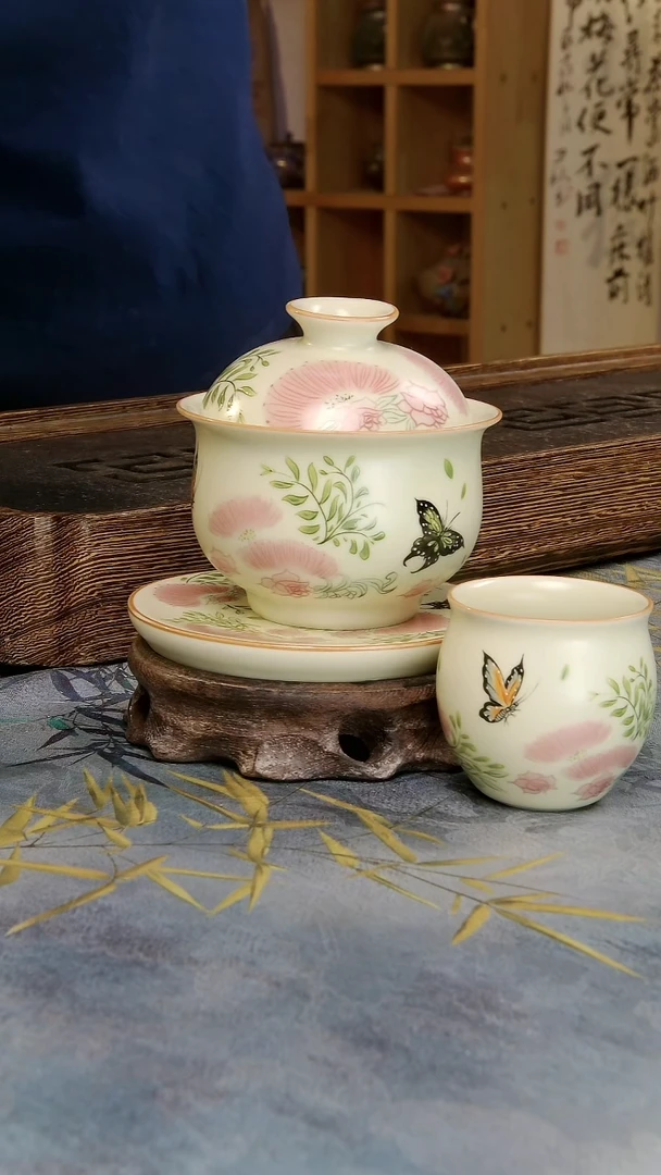 亘古茶具福利分享@合欢花盖碗杯垫