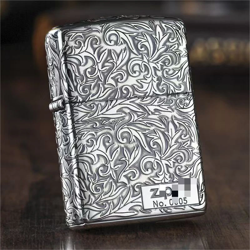 ZP正品防风打火机熏银盔甲唐草