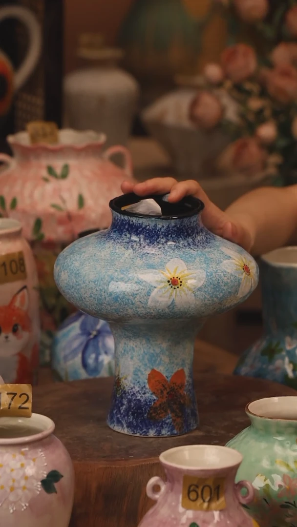 陶瓷430景德镇设计师手作花器摆件侘寂风