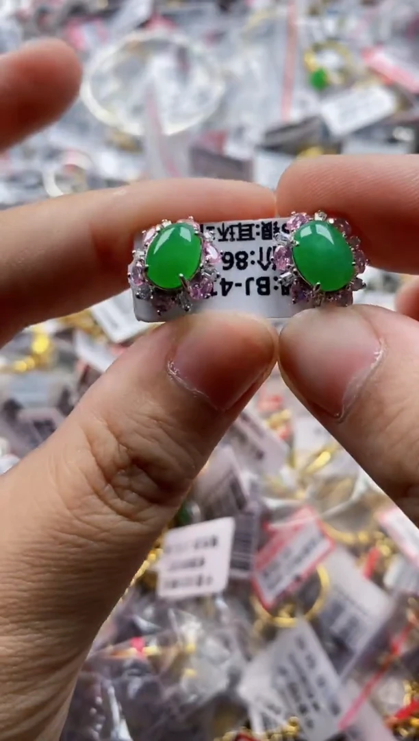 翡翠戒指银S925镶嵌2222---1