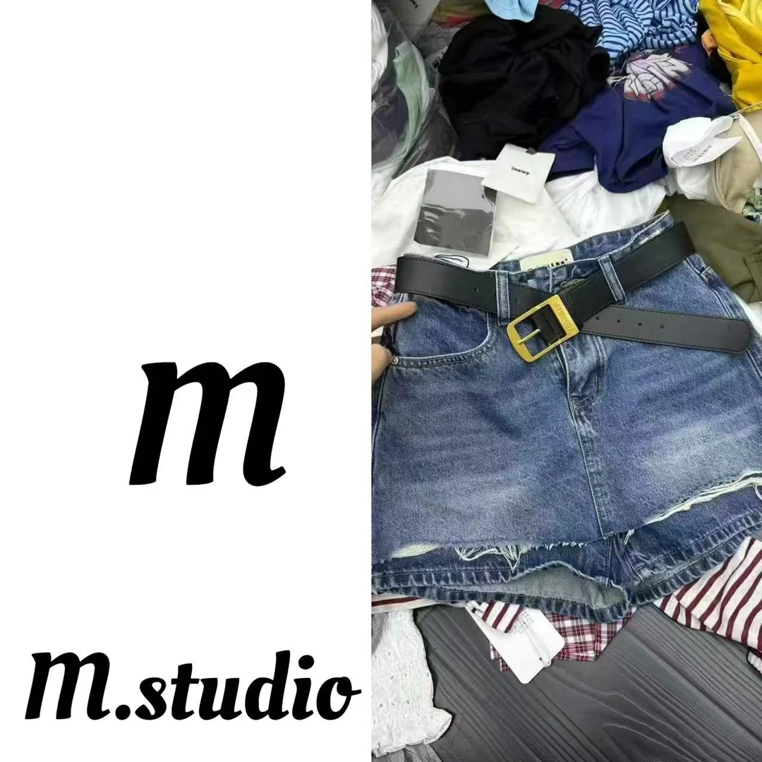 M家【富婆裤】蓝牛仔毛边牛仔裙裤