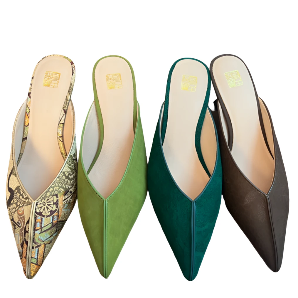 唐宋古匠-【韵履】-国风新中式轻奢时尚百搭舒适尖头旗袍半拖 H317