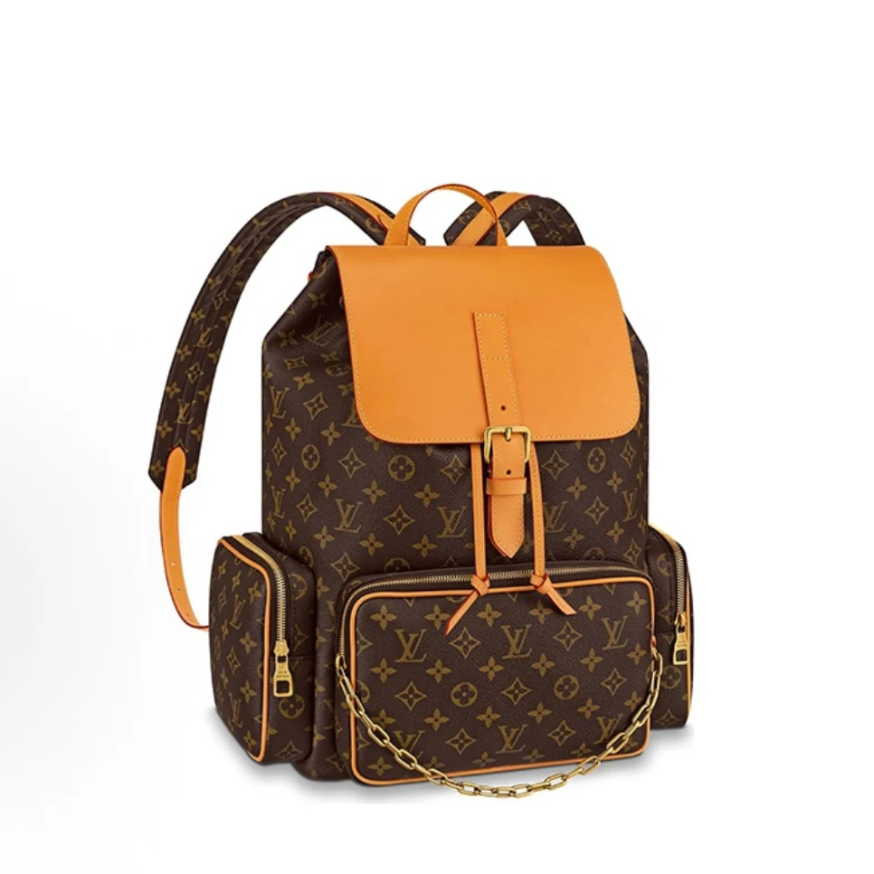 99新 LouisVuitton/路易威登 Trio棕老花金链翻盖三合一双肩包