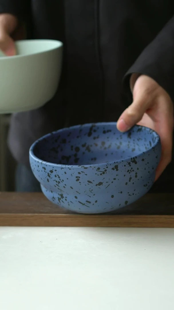 【闪购商品】陶瓷微瑕泼墨紫面汤碗@4-2@