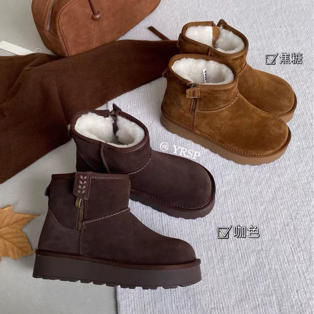 当季爆款~ 厚底雪地靴秋冬新款加绒百搭短筒棉鞋7730-33/A17