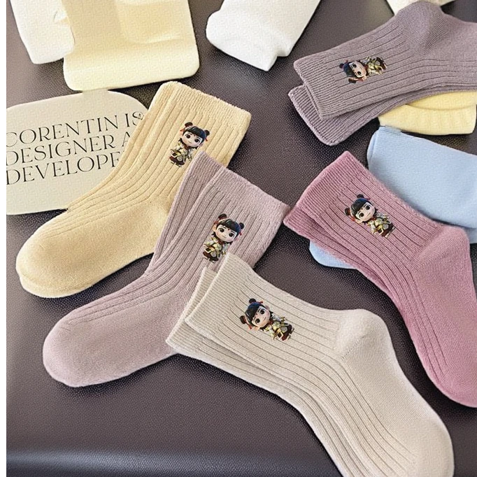 【1-12岁大童】100%全棉网红哪吒卡通儿童袜子纯棉防臭春夏秋款中筒