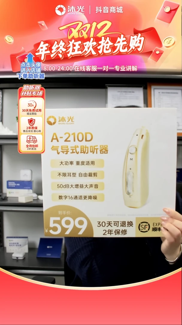 210D-耳背式大功率助听器，120分贝，小巧隐形，适合极重度听力损失