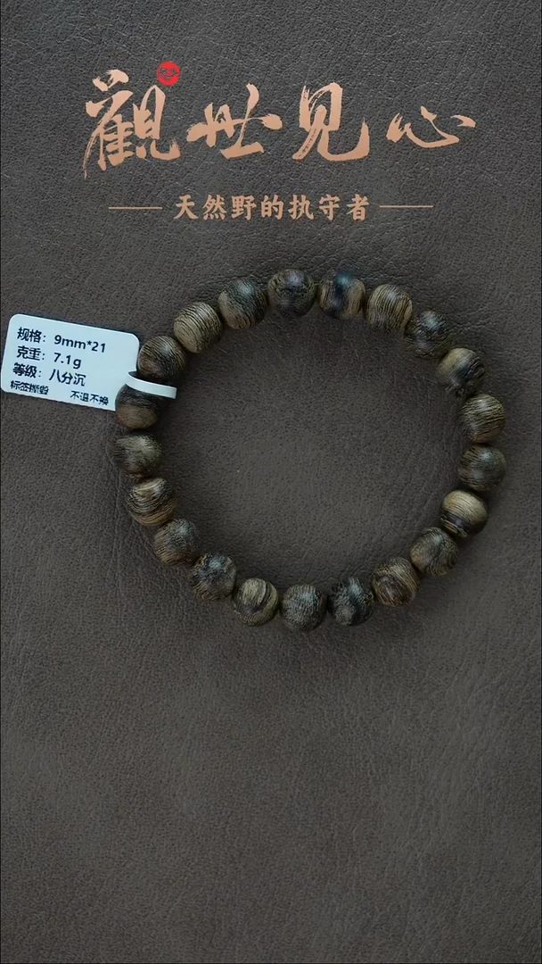 沉香手串正区文莱蛇皮纹老料八分沉 9mm*21   7.1g