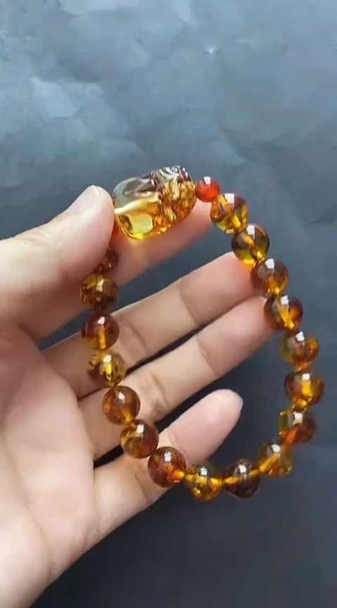 未镶嵌琥珀裸石花珀手串