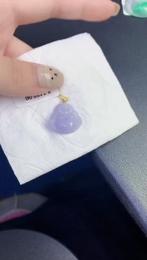 颈饰18K金镶嵌翡翠缅甸天然翡翠A货