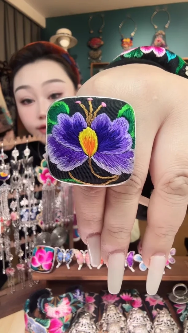 刺绣纯手工民族风刺绣戒指