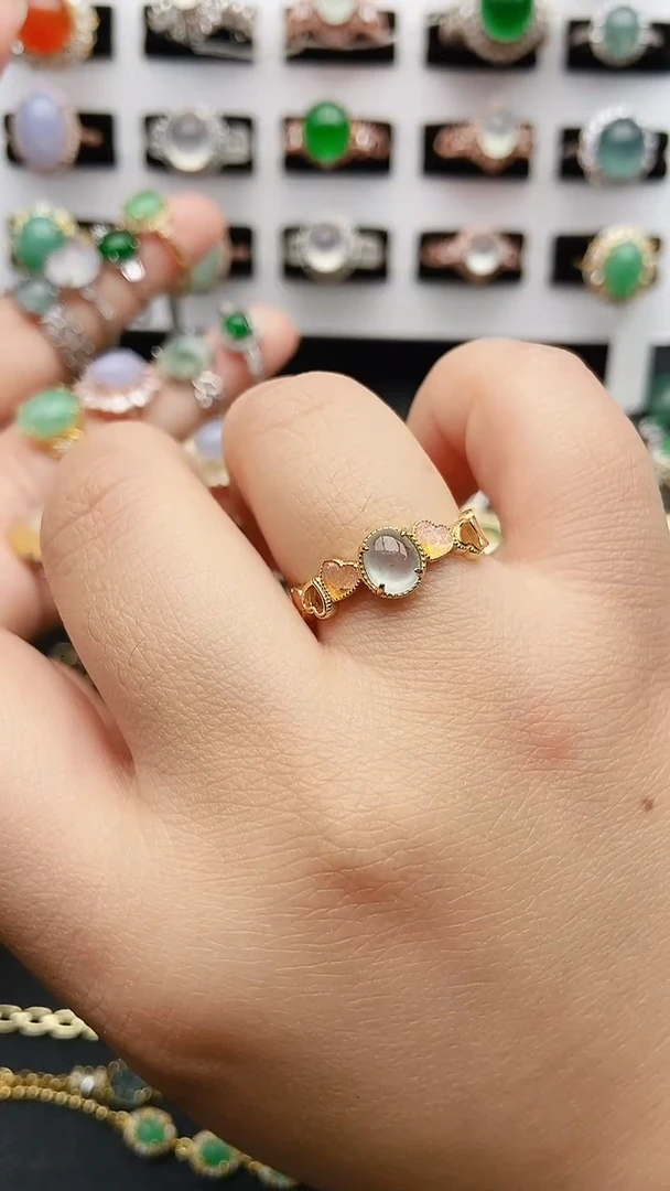 翡翠戒指银S925镶嵌1111