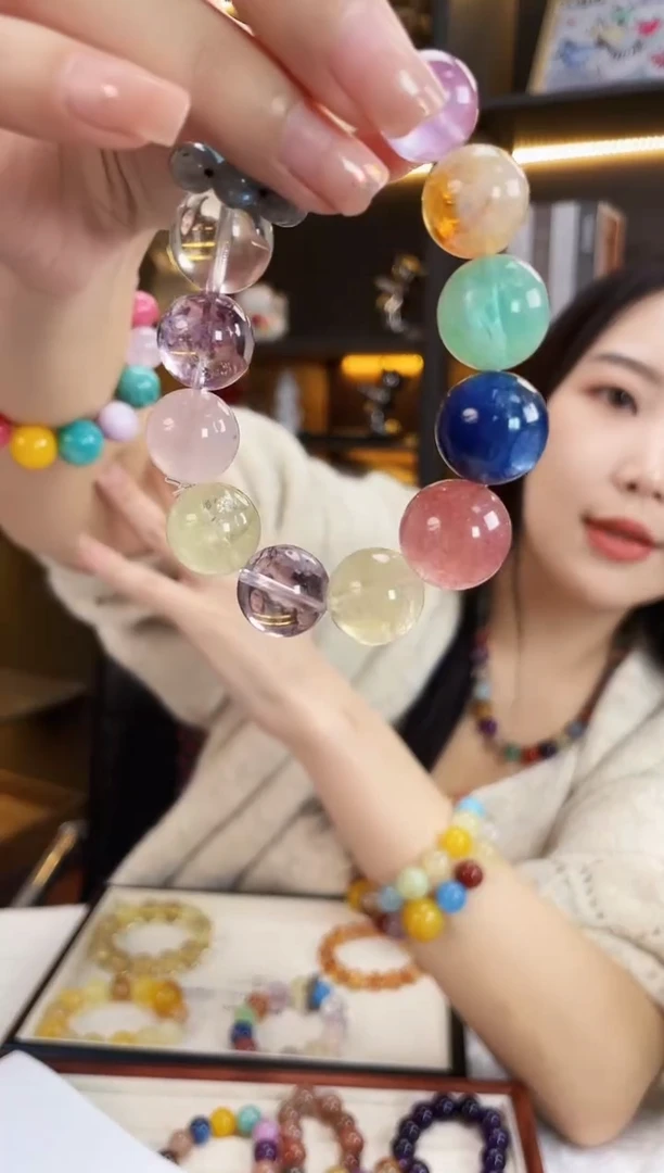 未镶嵌手链水晶蓝晶多宝手串