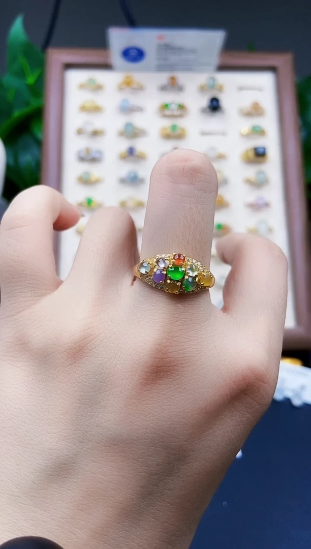 银S925镶嵌戒指翡翠12