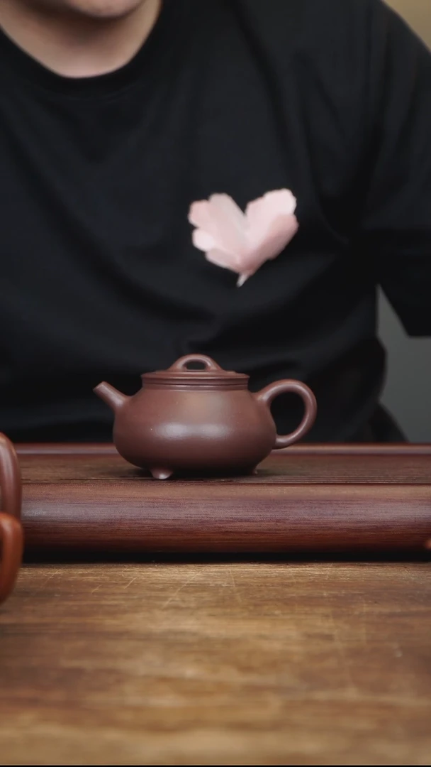 茶壶紫砂170ml 全手三足韵瓢 紫泥