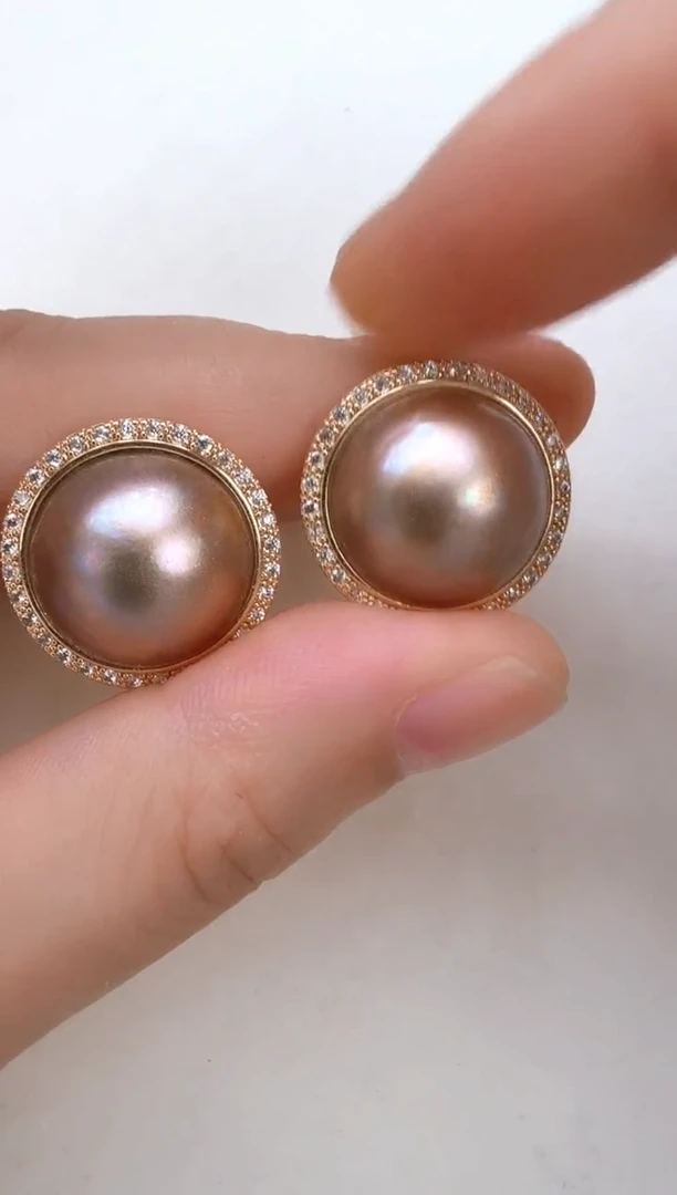 耳饰拼合珍珠（马贝珠）未镶嵌巴沙晚霞