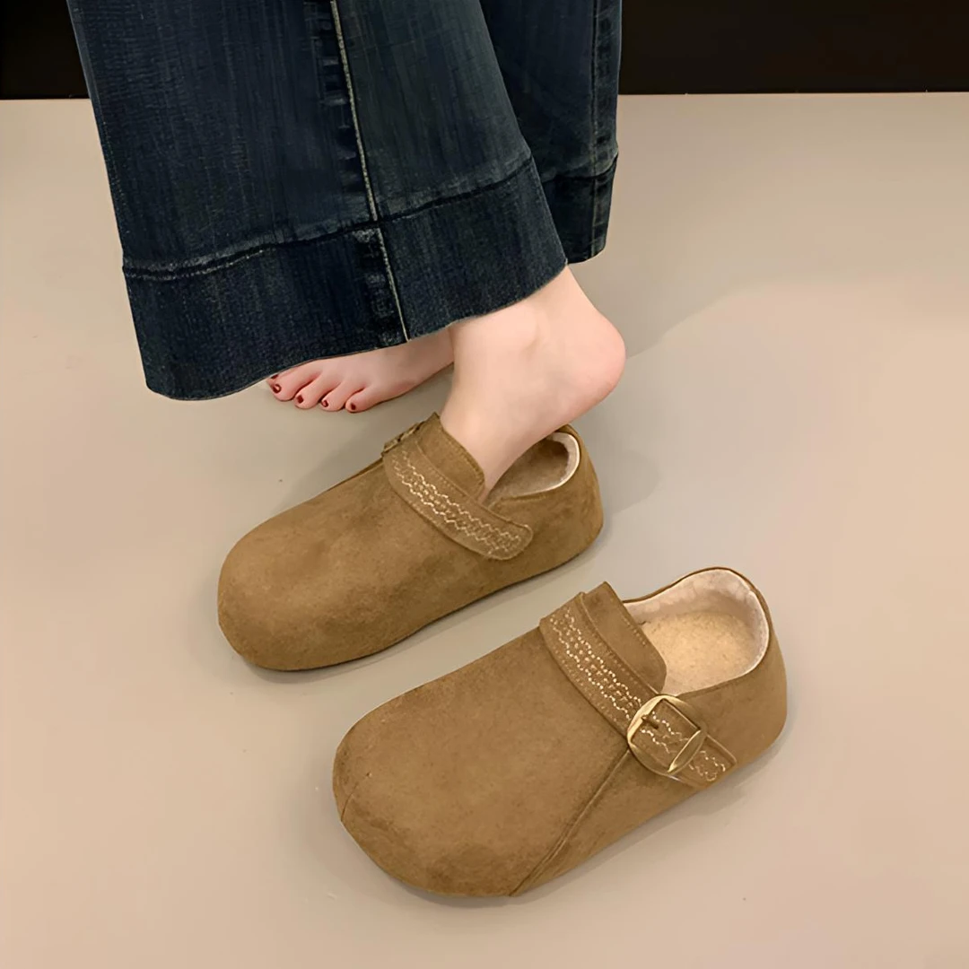 鞋子女款冬季勃肯鞋加绒2025冬季新款一脚蹬保暖内增高豆豆鞋单鞋