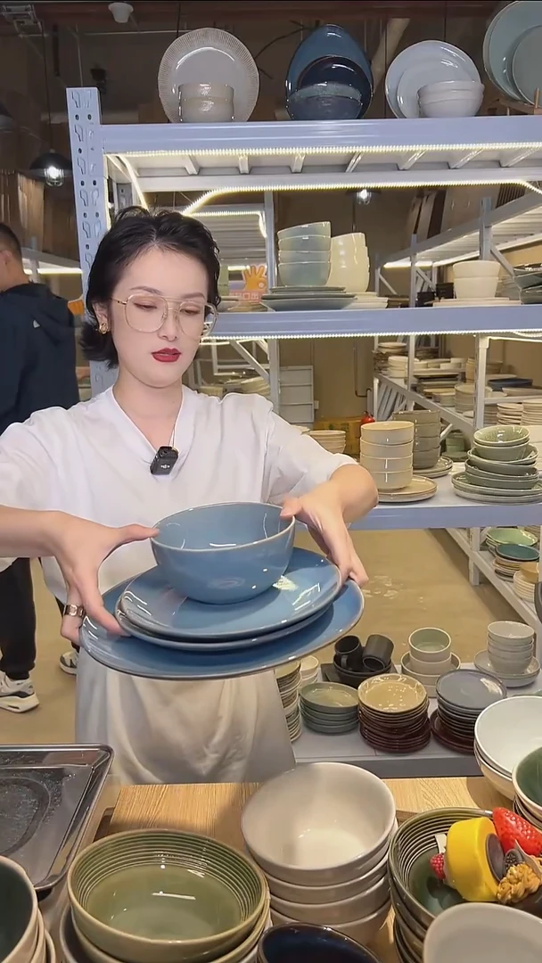瓷83外贸尾货高温釉下彩陶瓷餐具默认微瑕
