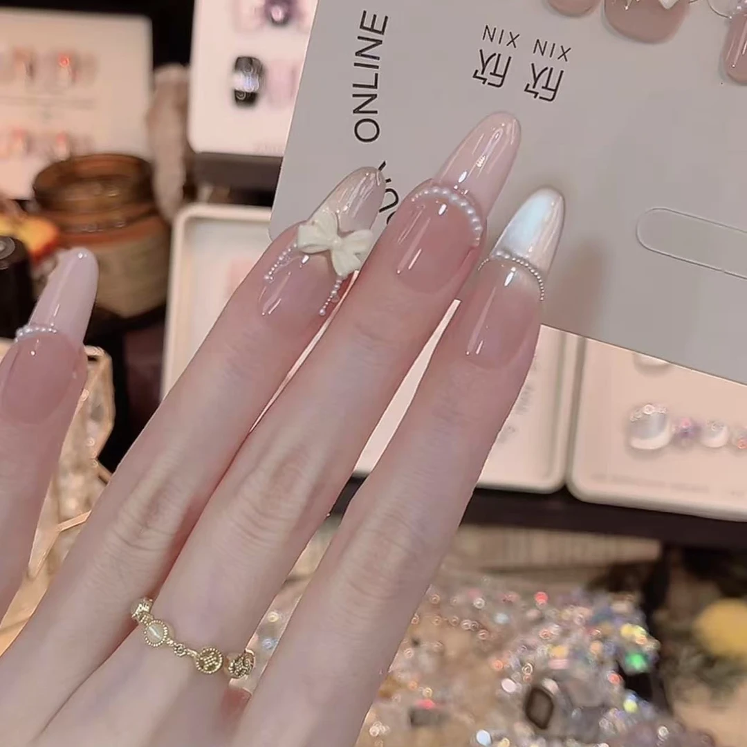 甜心蝴蝶结- painted clear bow 纯手工穿戴甲 10片装