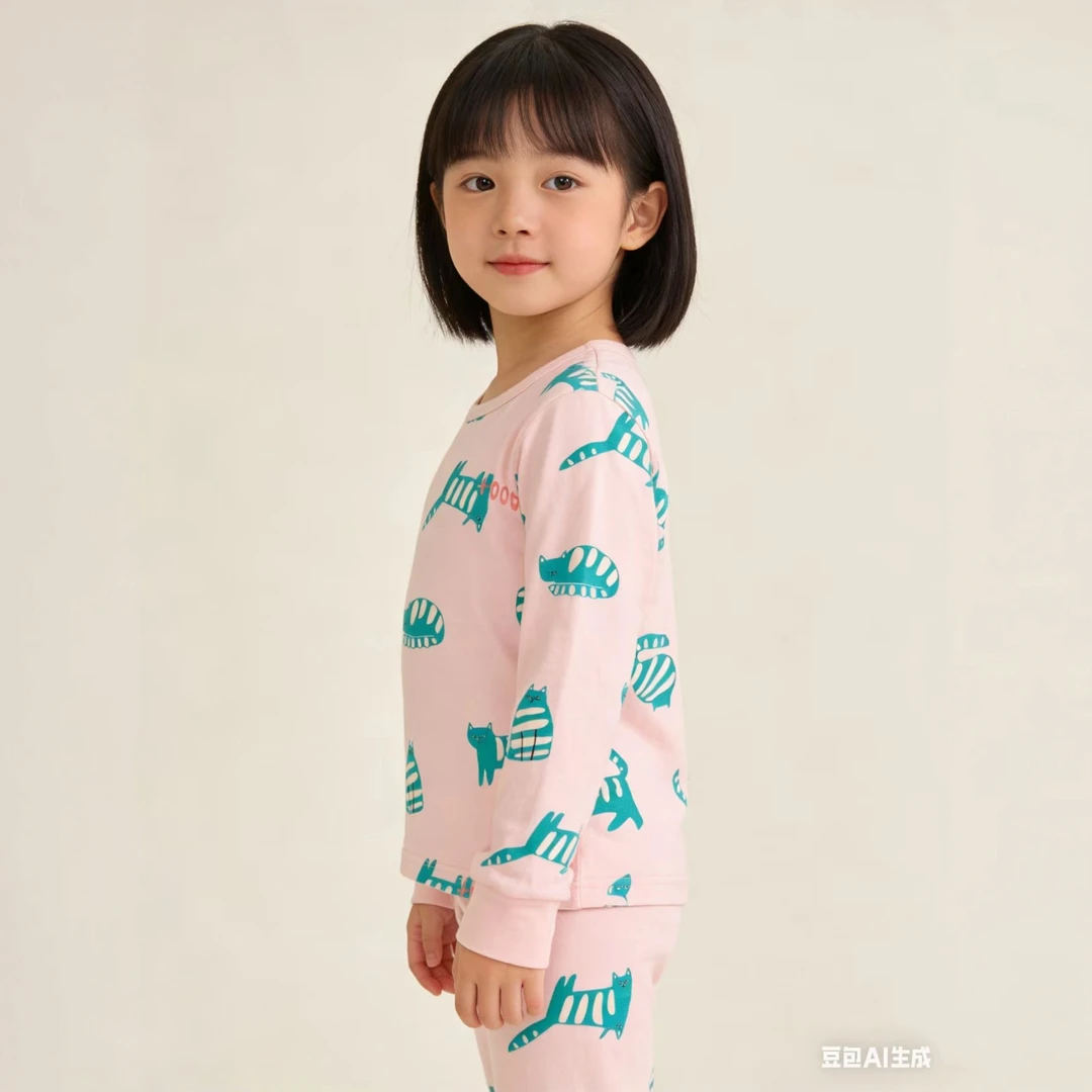 粉色小猫秋衣套装