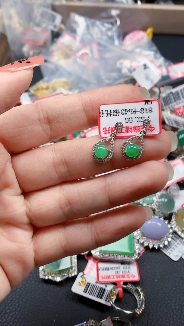 银S925镶嵌戒指翡翠天然A货缅甸翡翠