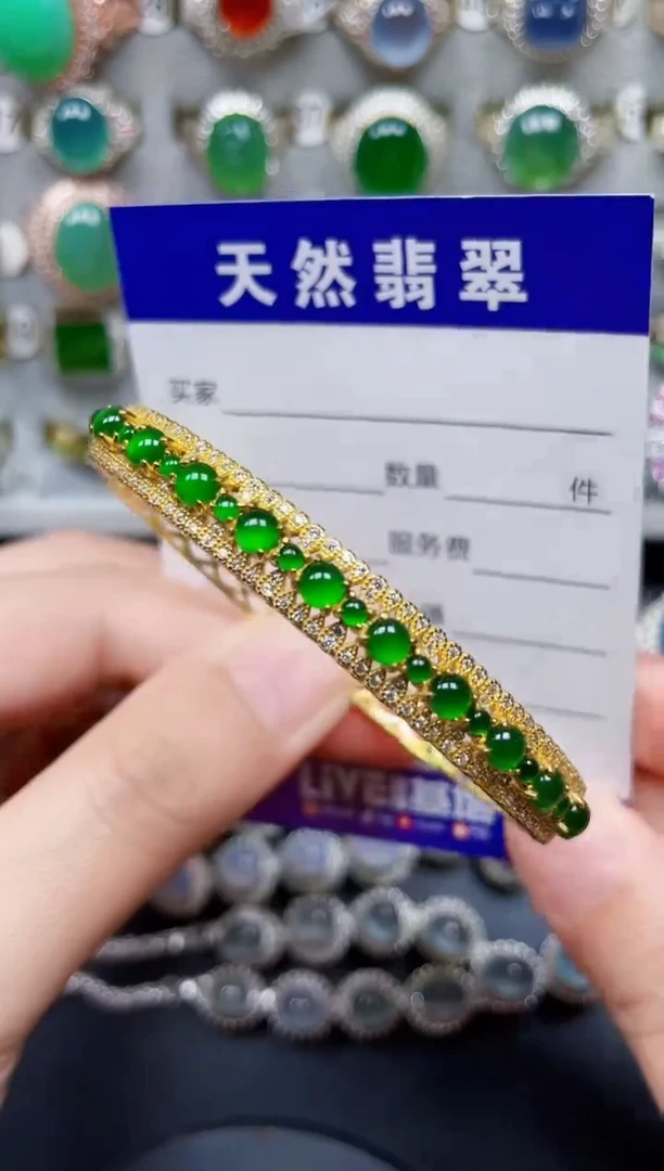 银S925镶嵌手镯翡翠174