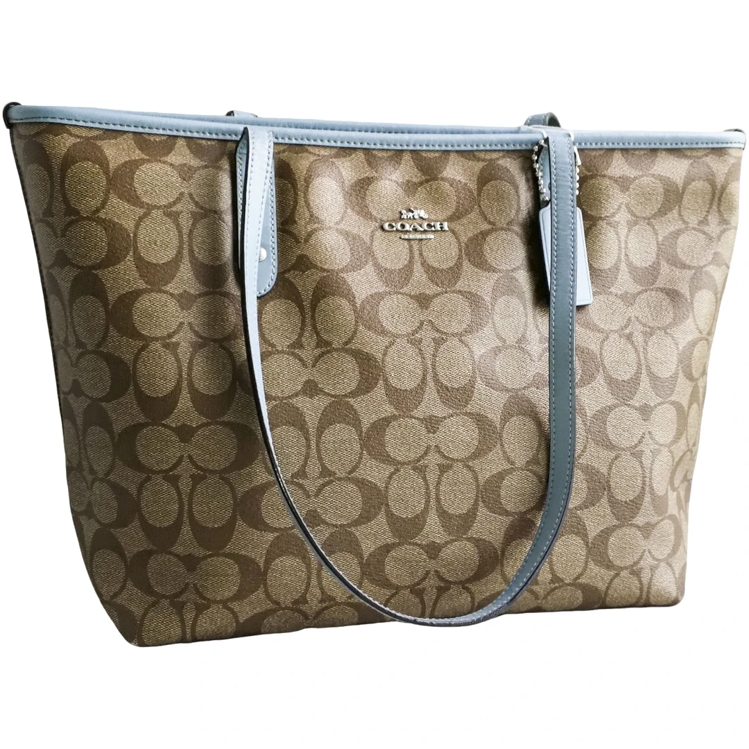 95新  Coach 蓝边托特包 071606