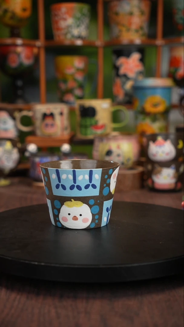 釉下手绘陶瓷紫砂杯