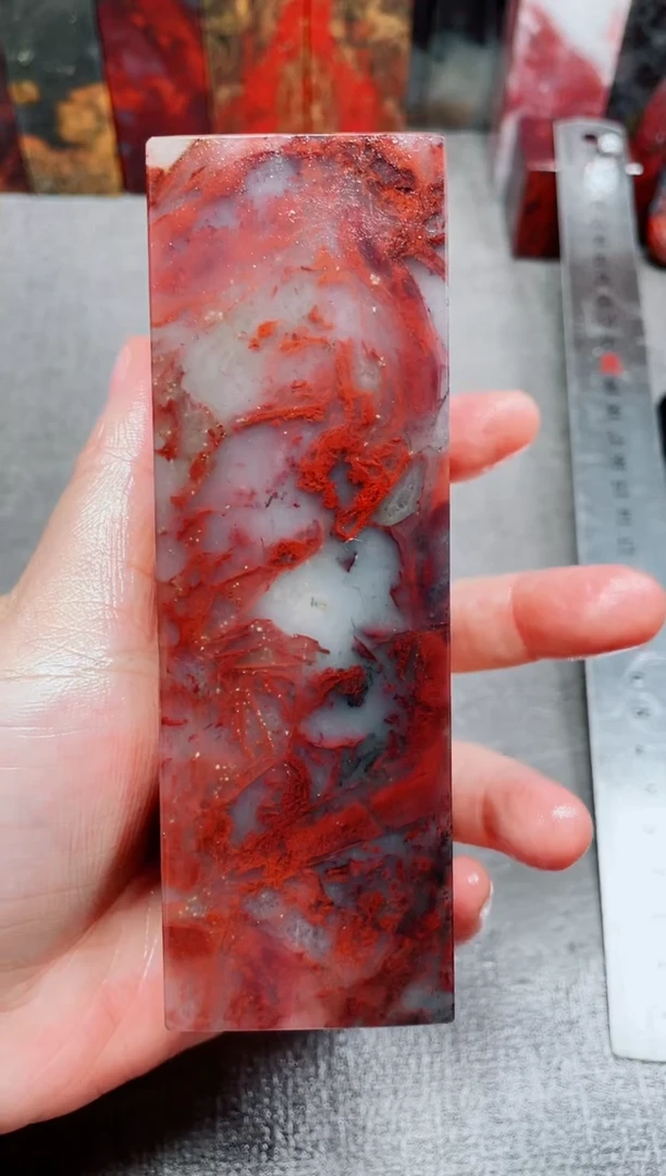 玉桂林鸡血玉素章玉化飘红26