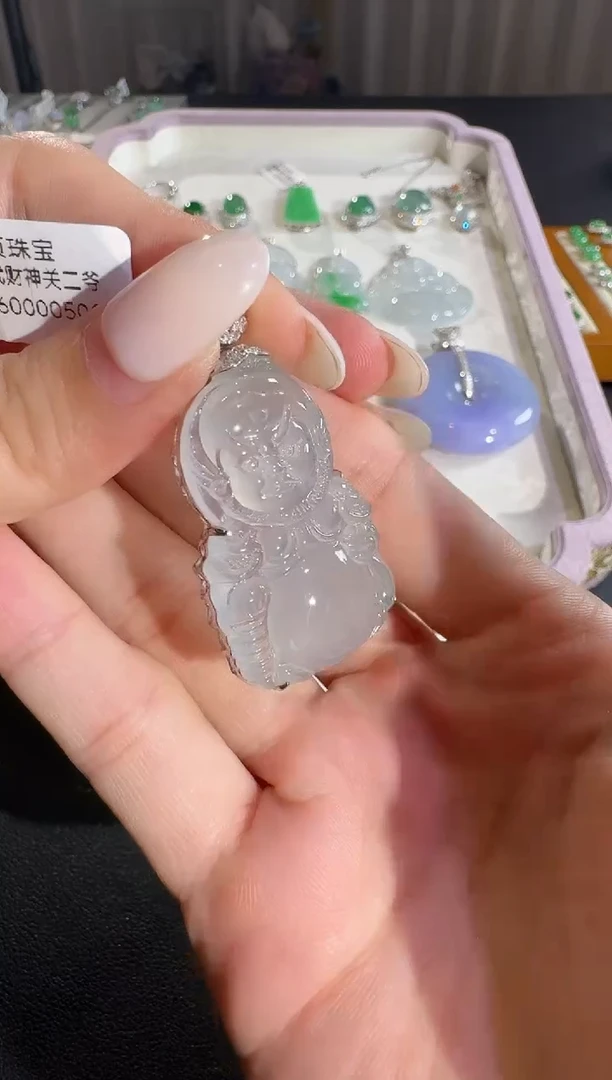 吊坠(不含链)18K金镶嵌翡翠【源头工厂】钻石镶嵌