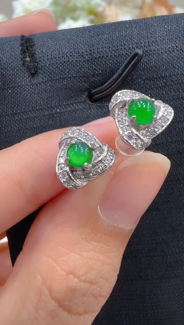 翡翠银S925镶嵌耳饰多样性团购发一件